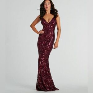 Windsor Bethanie Formal Sequin V-Neck Mermaid Dress